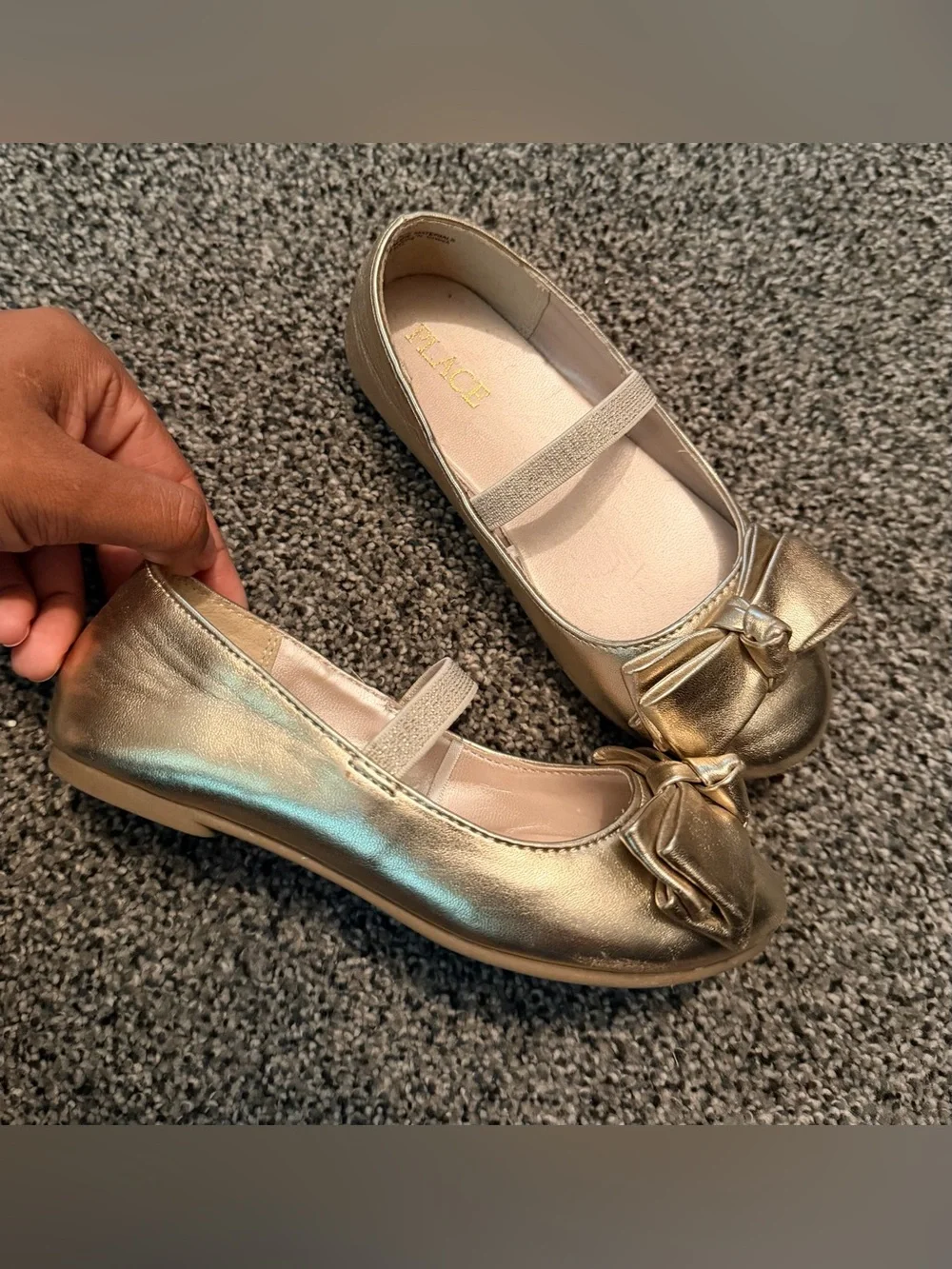 The Children's Place Girls Gold Bow Mary Jane Flats